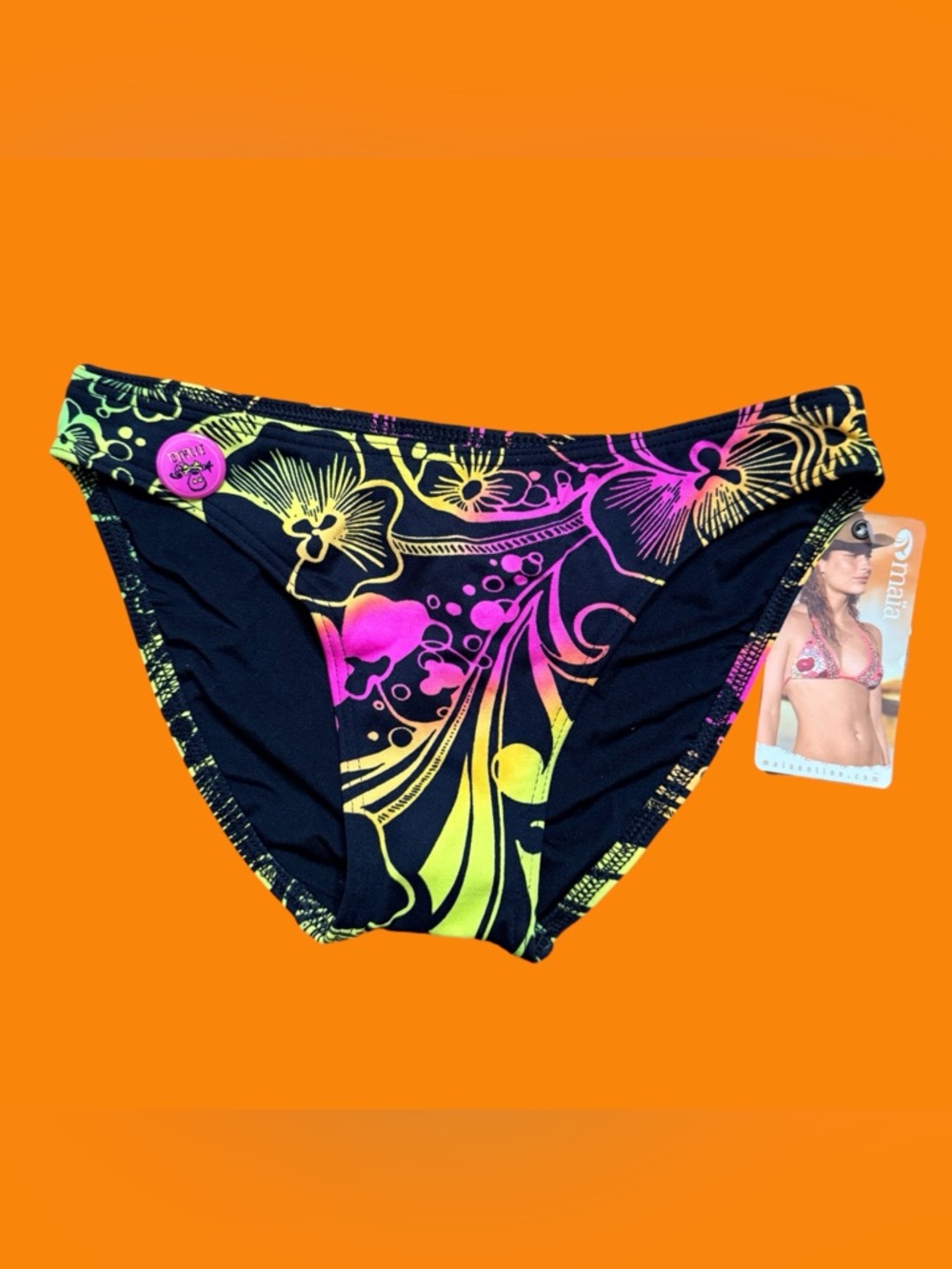Maia black and neon bikini bottom